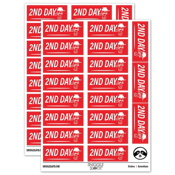 2nd Second Day Mail Service Expedited Running Person Sticker Set - Red - Gloss Finish - 2.00" Large