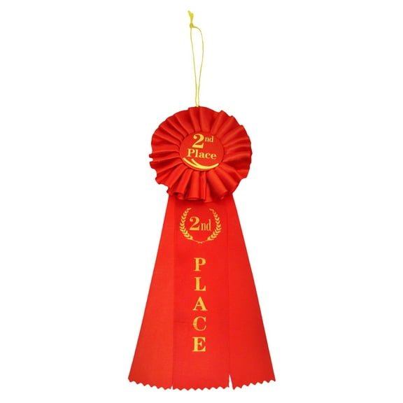 2nd Second Place Deluxe Red Award Ribbon Premium Rosette Trophy School Sports Class Medal