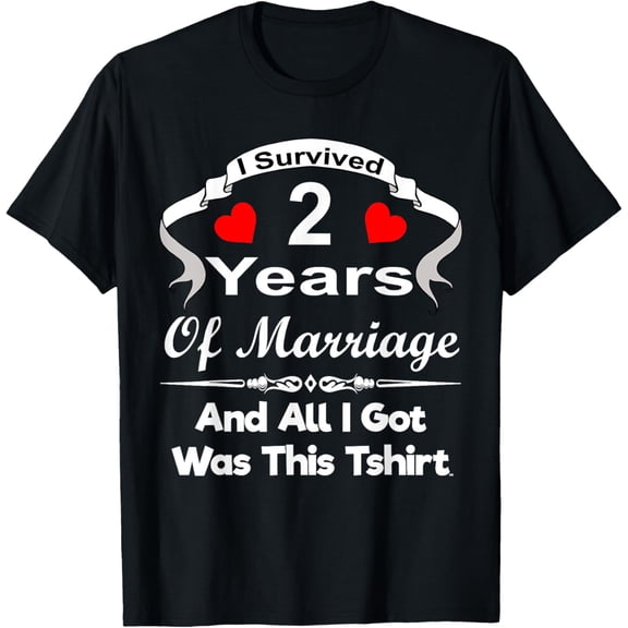 2nd Second Wedding Anniversary Tshirt Marriage Husband Wife