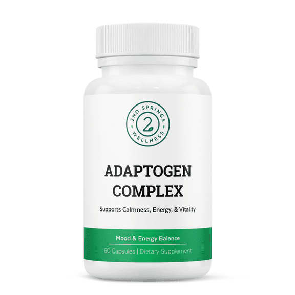 2nd Springs Adaptogen Complex Calmness, Energy and Vitality Booster - Ashwagandha, Schisandra, Astragalus, Ginseng, Rhodiola, and More - 60 Ct