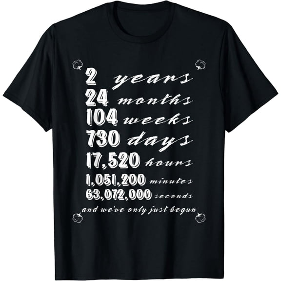 2nd Wedding Anniversary Tee Shirt Marriage Gift For Couples
