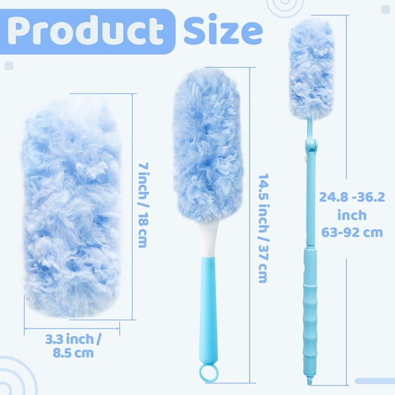 2ooya 360 Feather Duster with Extension Handle, Microfiber 80 Refills and 2 Handles, for Home Cleaning , Blue/Purple