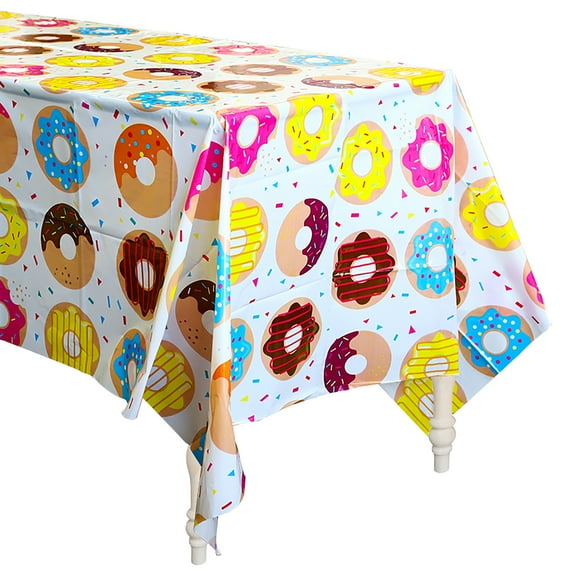 2ooya 4PCS Dounts Theme Party Tablecloths Waterproof Plastic Rectangle Table Cover