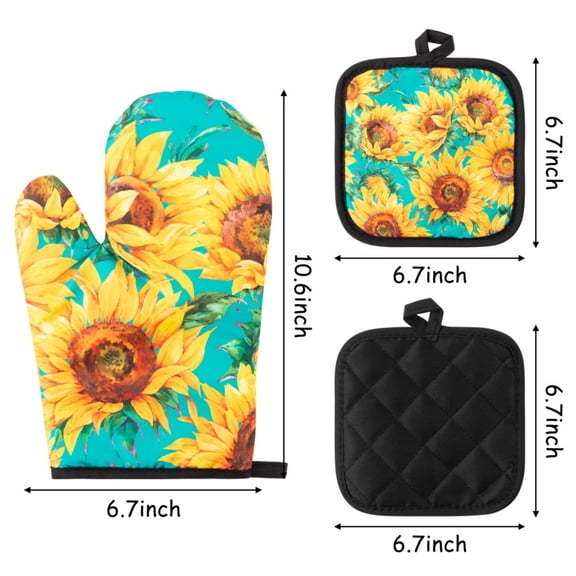 2ooya 6 Piece Cotton Pot Holder Set, Heat Resistant, 6.7 Inch, Sunflower