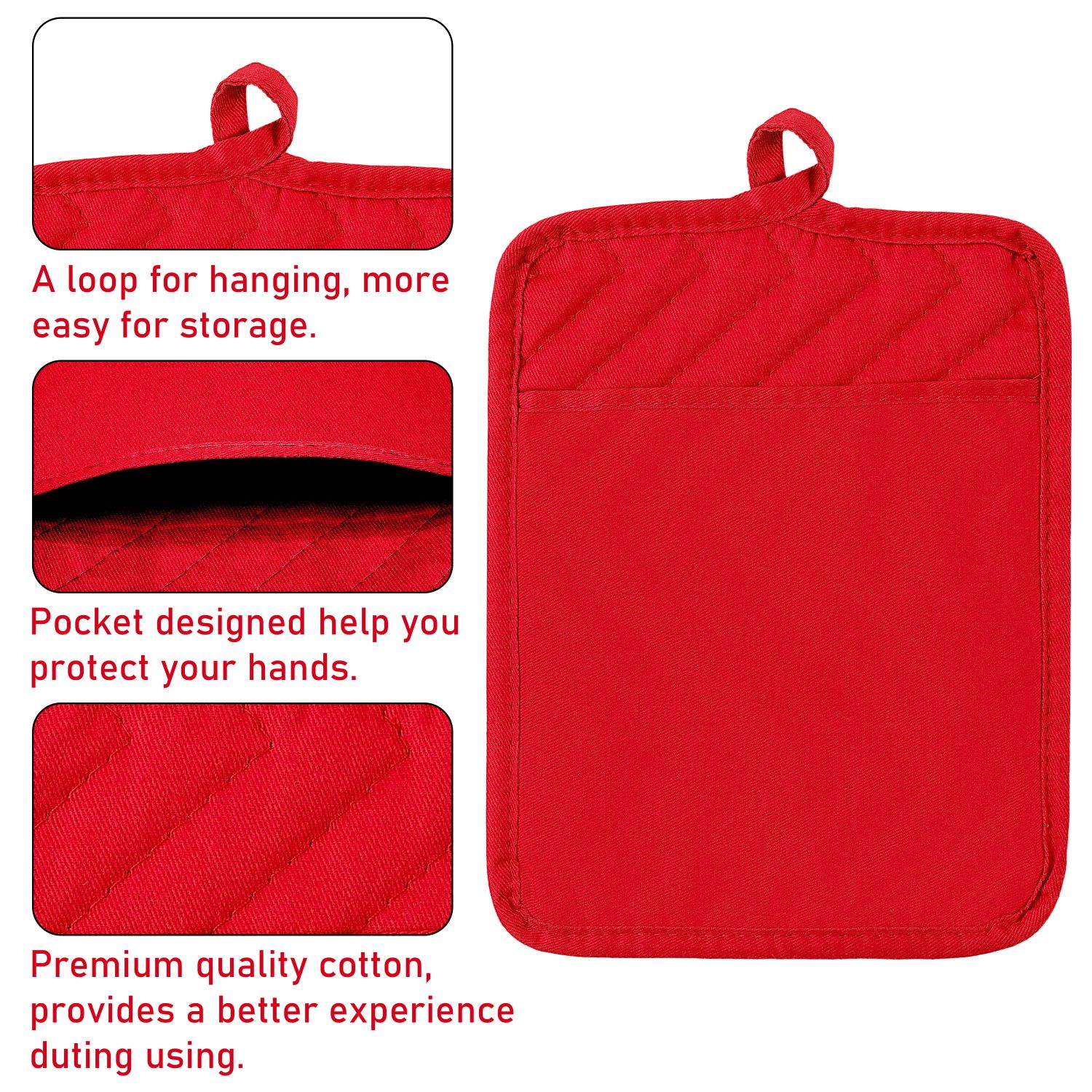 2ooya 5Pcs Rectangle Potholder For Kitchen Baking 7x9inch Cotton Pot ...