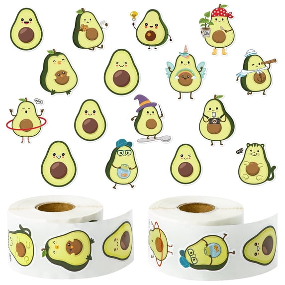2ooya Avocado Shape Sticker,Cute Cartoon Stickers for Books, Water Bottles Decor, 2 Roll