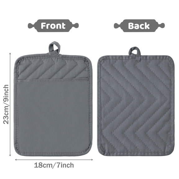 2ooya Cotton Oven Mitts Set, Grey, 6 Count