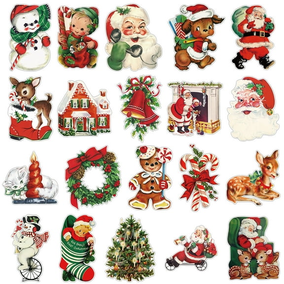 2ooya Cutout-Christmas Party Decoration, 24Pcs Irregularly Shaped Retro Cards Gifts for Boys and Girls