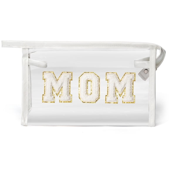 2ooya MOM Makeup Bag Gifts for Mom Mothers Day,Storage Bag for Travel, Transparent Zipper Bag,White,1pack