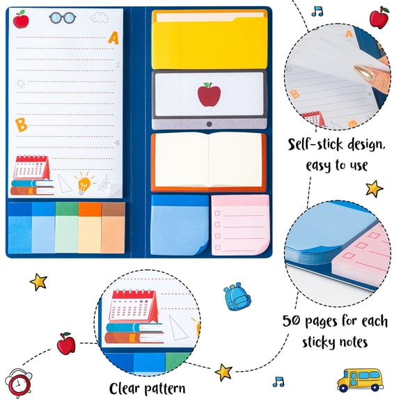 2ooya Sticky Note Pad for Teacher Appreciation Gift, Blue Sticky Note Pads for Party Supplies
