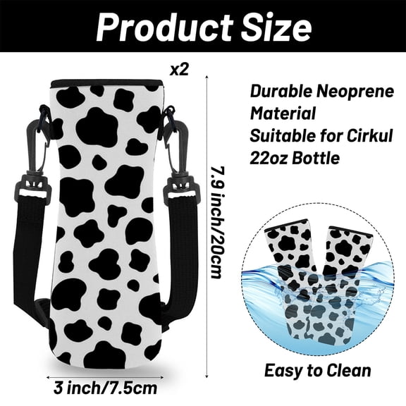 2ooya Cow Theme Water Bottle Insulate Sleeves, Water Temperature Maintainer for 22oz Hot Drinks Cold Drinks Cups, 2 Pieces