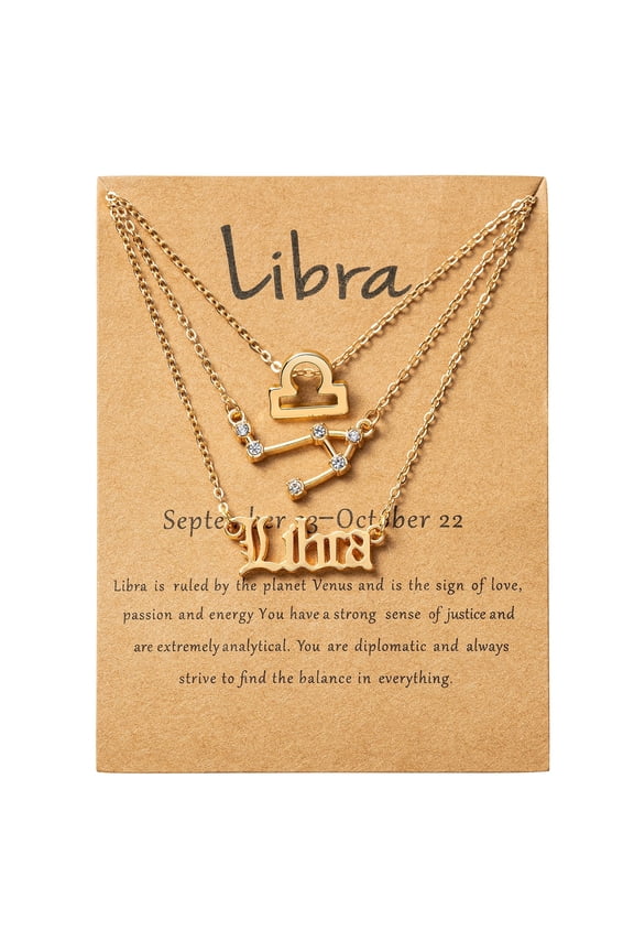 Libra Zodiac Sign Pendant,3pcs Libra Letter NecklacesPresent for Christmas New Year Birthday