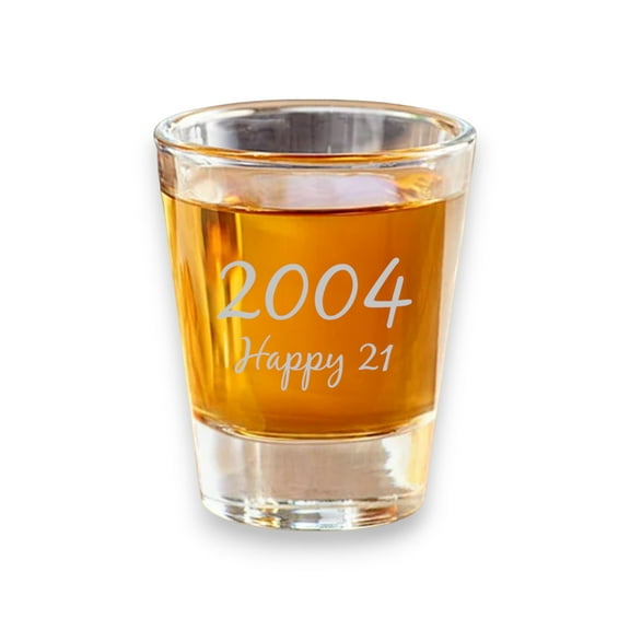 2oz 2004 Happy 21 Shot Glass Birthday