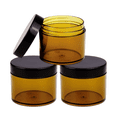 thumbnail image 1 of 2oz/60g/60ml High Quality Acrylic Leak Proof Amber Container Jars with Black Lids 3 pcs, 1 of 5