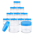 thumbnail image 1 of 2oz/60g/60ml High Quality Acrylic Leak Proof Clear Container Jars with Blue Lids 12pcs, 1 of 5