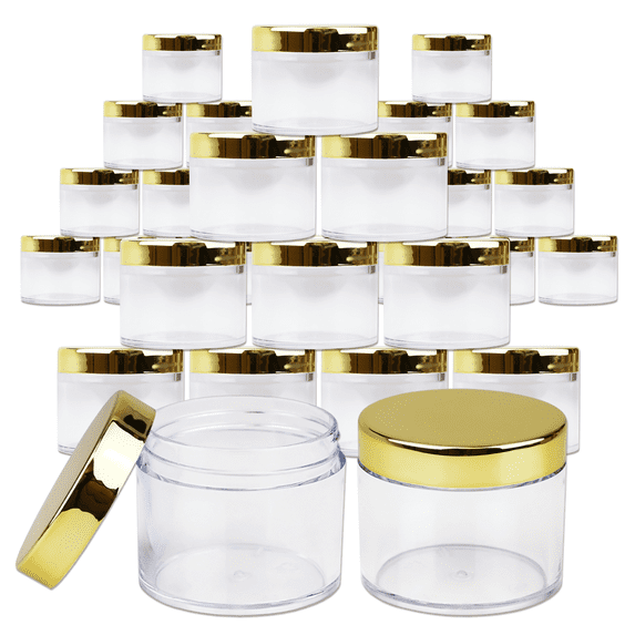 2oz/60g/60ml High Quality Acrylic Leak Proof Clear Container Jars with Gold Lids 36pcs