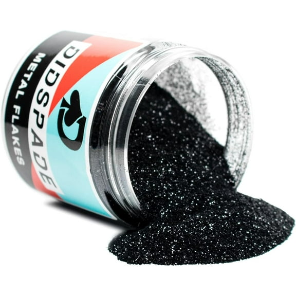 2oz Black 0.008" Small Black Metal Flake Solvent Resisitant Glitter | Paint Metal Flake | Flake for Automotive Spray and Spray Painting | Glitter for Epoxy Resin