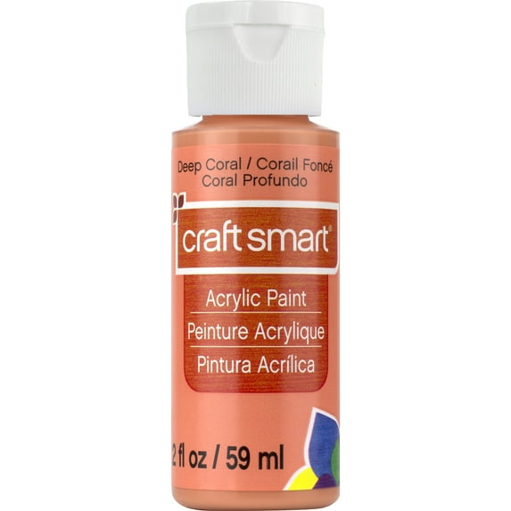Craft Smart 2oz. Deep Coral Acrylic Paint - Non-Toxic Paint for Drawing, Painting, Art & Crafts Supplies - Bulk 12 Pack