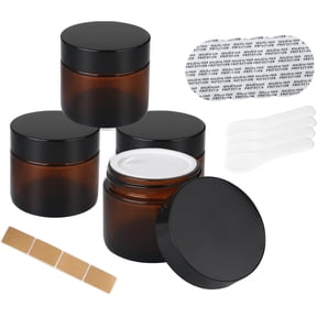 2oz  Glass Jars with  - Small Dark Glass  Jars for Lotion, Cream,  Butter & Balm |  Refillable Containers