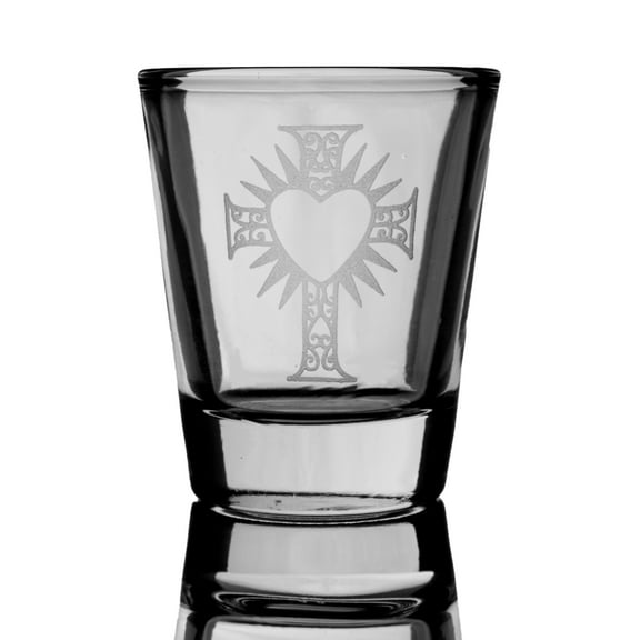2oz Heart and Cross Shot Glass - Sacred Heart