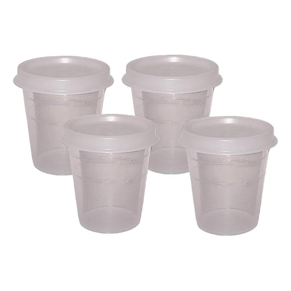 2oz Mini Containers with Lids - 4 Pack Clear Small Plastic Bowls - Travel Size Jars for Lotion, Spices, Pills, Condiments - Leakproof Food Storage for Purse, Lunchbox