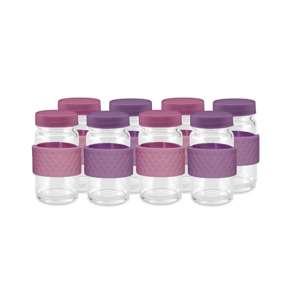 2oz Pink & Purple Glass Shot Bottles with Lids and Grip Bands