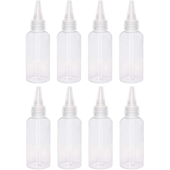 2oz Plastic Squeeze Bottles 8Pcs Small Clear Empty Squirt Bottle with Leak-proof Top Caps for Paint Art Lotion Glue Liquids Travel and Crafts