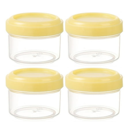 Small Food Storage Containers, 4 Pack 2 oz Freezer Storage Containers with Airtight Twist Top Lids, Leakproof, BPA Free, Microwave & Dishwasher Safe Takeout Container(Yellow,1.8x1.6x1.4")