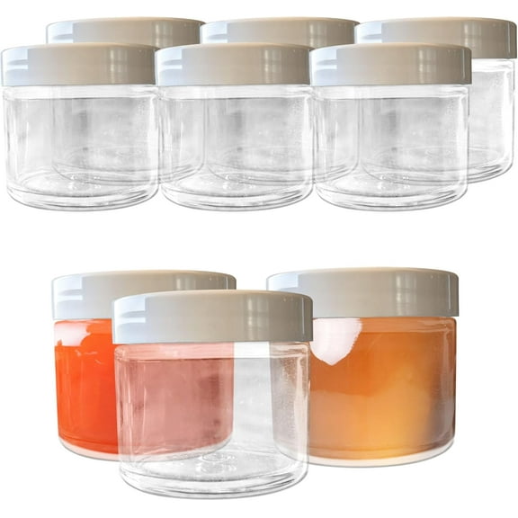 2oz Small Clear Glass Jars with White Lids - Empty Cosmetic Containers with Inner Liners for Lotions, Powders, Ointments, DIY Skincare Beauty & Travel Storage, Sauces, Food Storage (3)