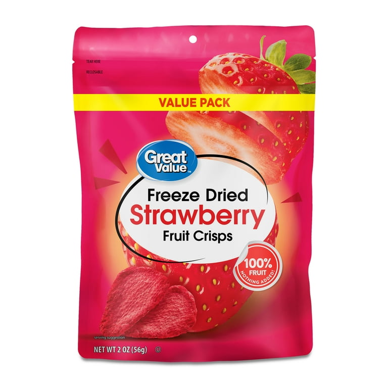 Great Value Freeze Dried Strawberry Fruit Crisps 2 oz, 100% real