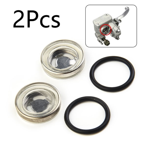 2pack 18mm Motorcycle Bike Brake Master Cylinder Sight Glass Len & Rubber Gasket