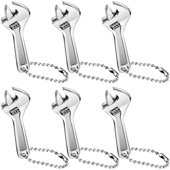 2pack 2.5 Inch & 4 Inch Adjustable Spanner Mini Nut Wrench Silver Shifting Spanner Wrench Small Adjustable Wrenchs with Chain Hand Knurl Tool for Repair Maintenance Automotive Car