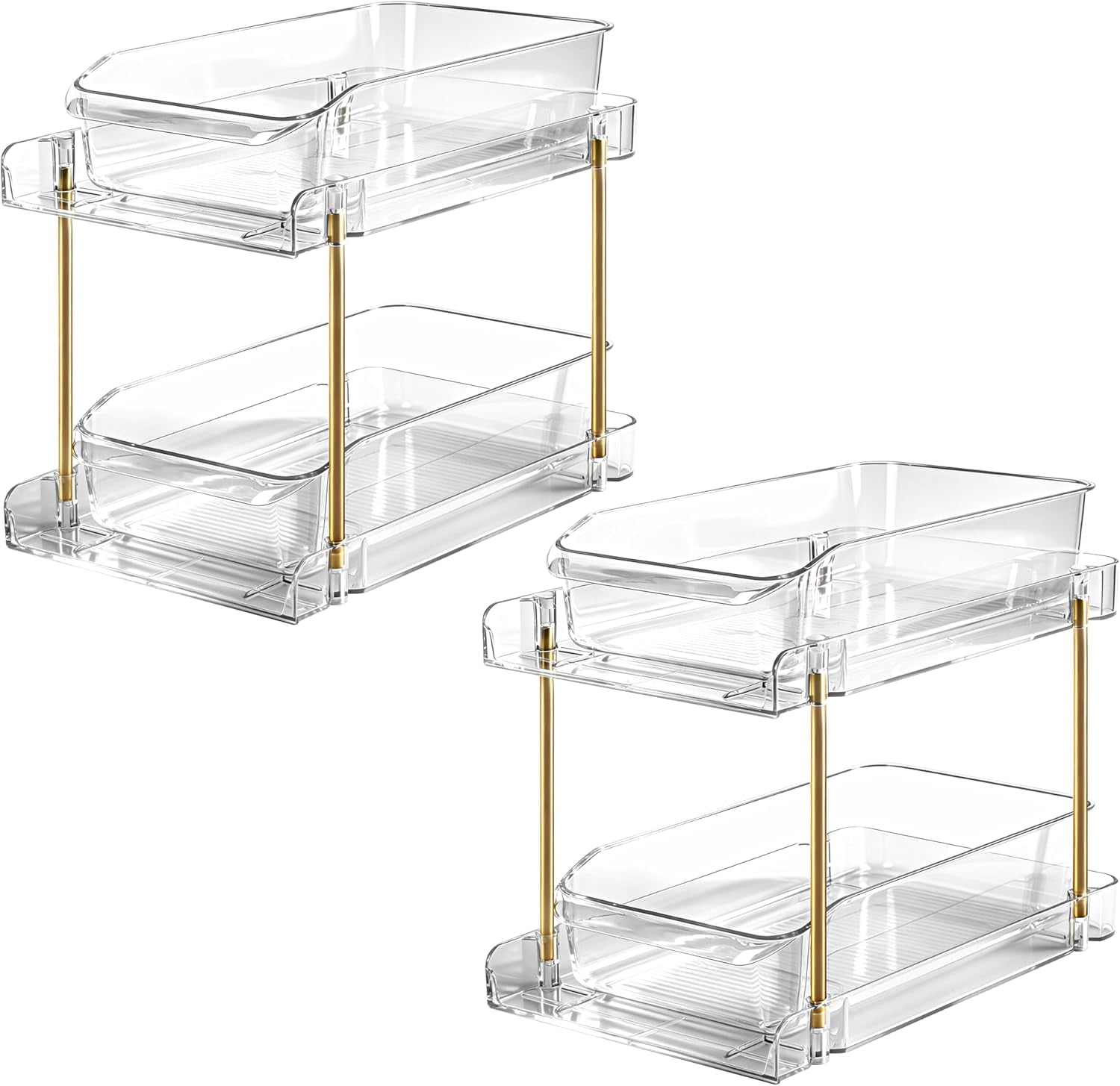 2pack 2-Tier Organizer & Storage Unit Stackable Bathroom Cabinet ...