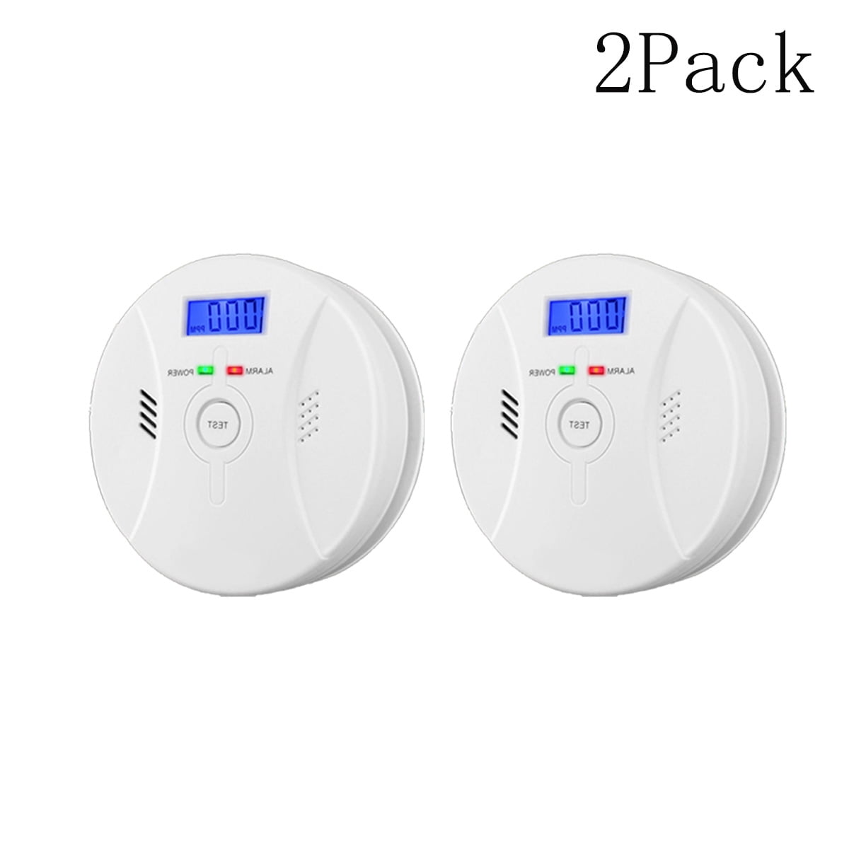 2pack 2 in 1 LCD Display Carbon Monoxide & Smoke Combo Detector Battery