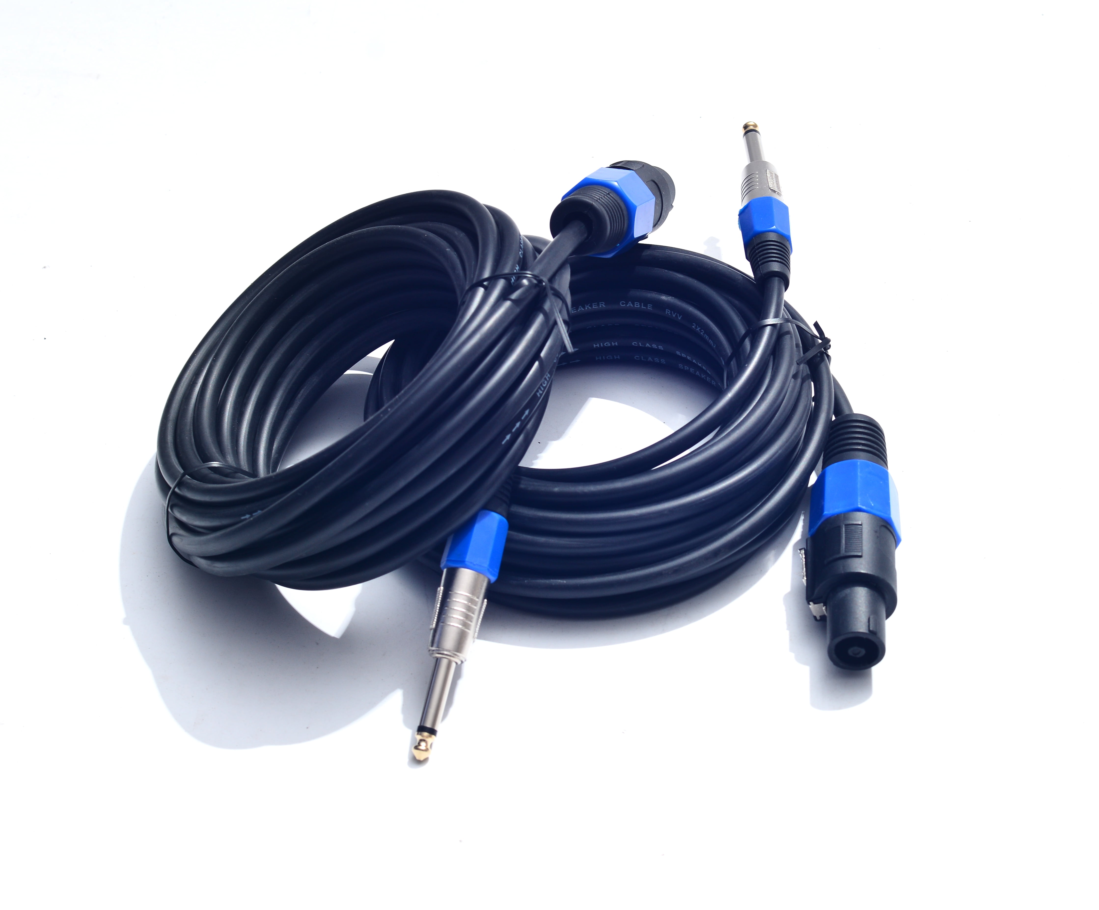 2pack 25 ft Speakon to 1/4" Male Speaker Cables, Professional Audio Amplifier 14AWG