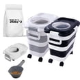 thumbnail image 1 of 2pack 25 lbs Dog Food Storage Container,Collapsible Dog Food Container with Scoop,Pet/Dog/Cat/Bird Food/Cat litter Storage Containers to Keep Dry,Easy to Move.(Black+white), 1 of 7