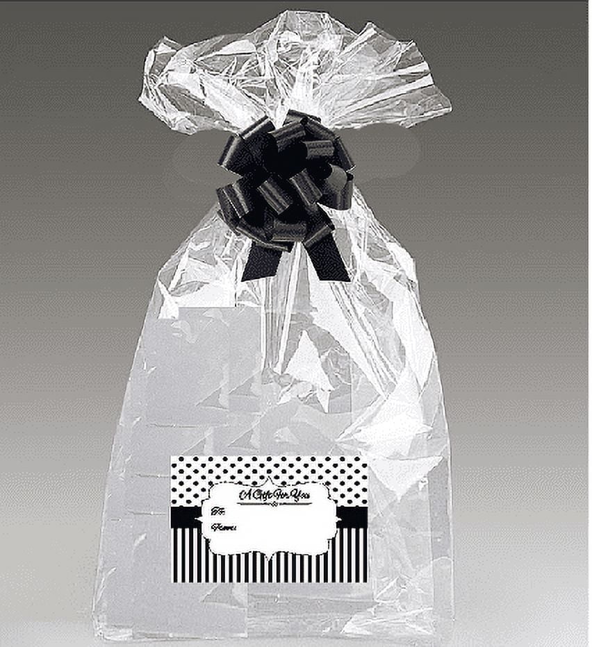 2pack 30x 40 Cellophane Gift Basket Bags with Bow and Black and White