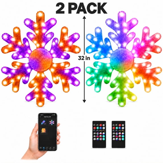Music Colour In Avatar Controls Christmas Snowflake Smart Lights, 2pk, 31.5 inches, 74 ...