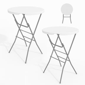 2pack 32" Folding Cocktail Table, with Metal Frame & Locking Legs