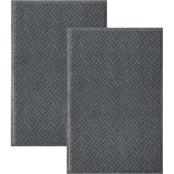 2pack 35x23.5in Door Mat - Indoor and Outdoor Welcome Mat, Absorbent and Drain Away Water Heavy Duty Entryway Doormat for Front Back Doors, Laundry Rooms, Mudrooms, The Garage and More
