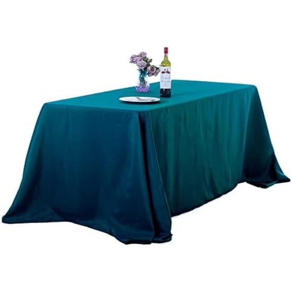 2pack 90x156 Inch Peacock Blue Rectangular Tablecloth 8 Feet Table Cloth in Polyester Fabric for Wedding/Banquet/Restaurant/Parties