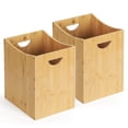 thumbnail image 1 of 2pack Bamboo Waste Bin in Natural Bamboo Color home Trash Can, 1 of 5