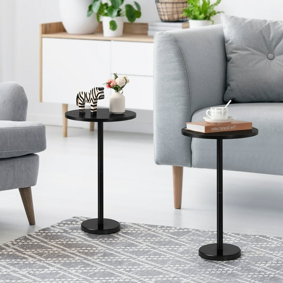 2pack Beverage Table Ideal for Small Spaces Pedestal side table with marble base Small round side table Black coffee table Suitable for armchairs Terrace, black