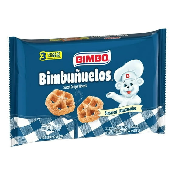 (2pack) Bimbo Bimbuuelos Sugar Sweet Crispy Wheels, 3 packs, Pastries, 6.99 oz Tray