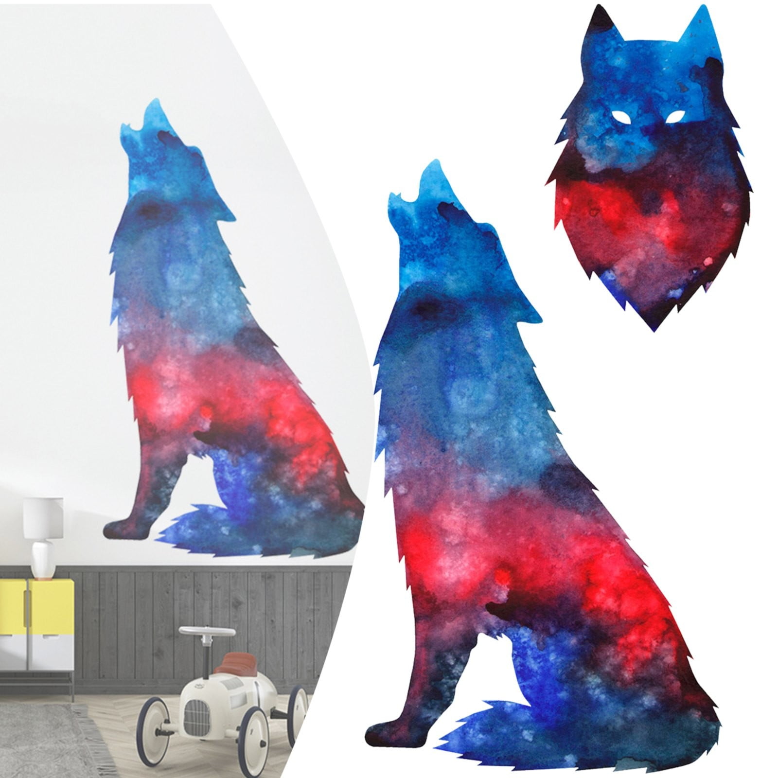 2pack BnGAJN Thanksgiving Day Sale Stickers,Starry Wolf Glow Pasted Bar