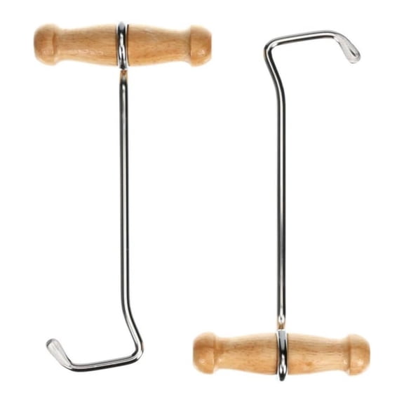 2pack Boot Hooks and Puller for Cowboy Boots, Wood Handles, Boot Pulls with Handle,2 x Boot Hooks and Puller,As Shown
