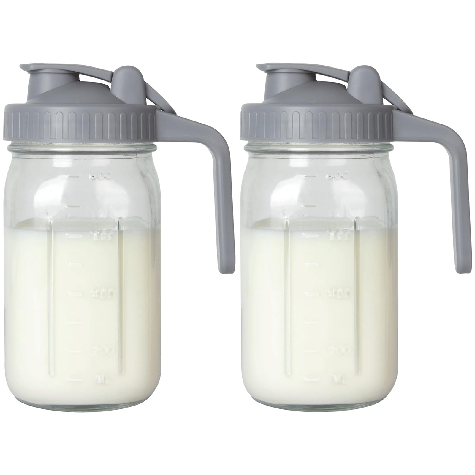 2pack Breast Milk Pitcher 32oz Glass With Lid  Leakproof Drip-free Spout Breastmilk Storage For Fridge