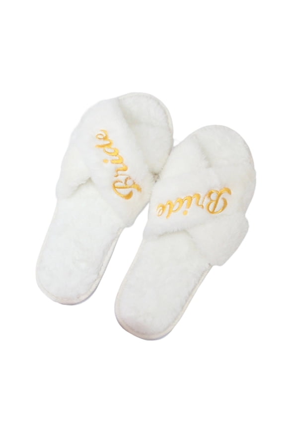 2pack Bride Crosses Strap Slippers Soft Wedding Slippers Luxurious Slippers for Bridal Event