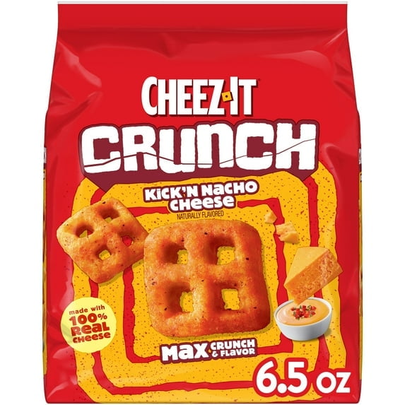 2pack Cheez-It Crunch Kick'n Nacho Cheese Cheesy Baked Snacks, Lunch Snacks, 6.5 oz