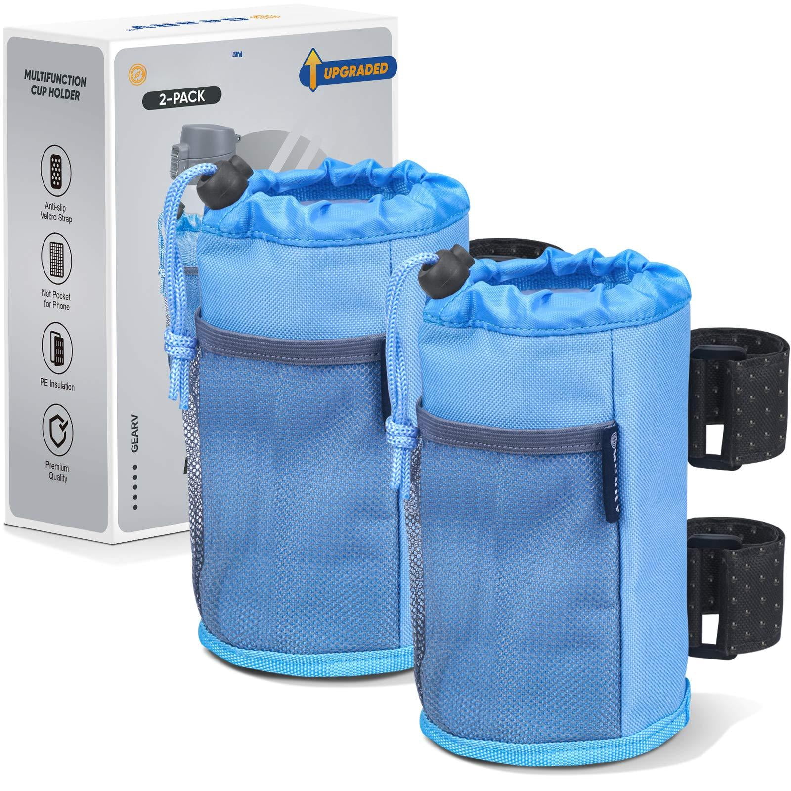2pack Cup Holder For Bike  Scooter And Water Bottle Utv/atv Walker Golf Cart Beach Universal Drink Accessories With Net Pocket Cord Lock (ocean Blue)